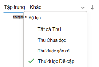 Lọc thư được đề cập trong Outlook for Windows
