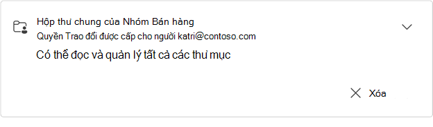 Thẻ hộp thư chung của nhóm bán hàng mở rộng