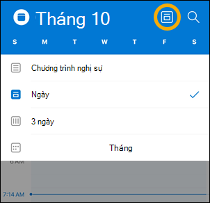 Tùy chọn nút Calendar dạng xem iOS