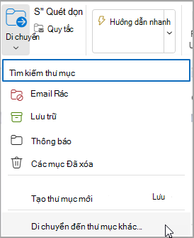 Chọn Di chuyển và chọn một thư mục để di chuyển thư của bạn đến.