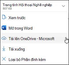 cửa sổ tải lên OneDrive mới trong Outlook
