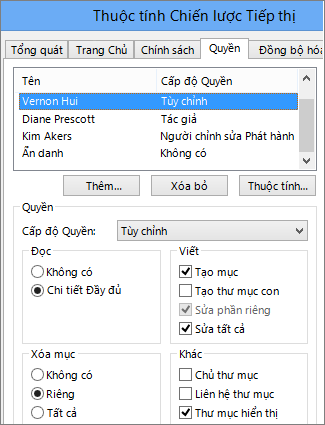 Thiết đặt quyền trên thư mục công cộng