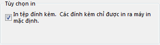 Tùy chọn in tệp đính kèm trong hộp thoại In