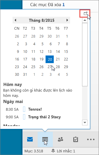 Tóm tắt Lịch biểu với biểu tượng Đậu được chú thích