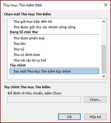 Chọn Tạo Thư mục Tìm kiếm tùy chỉnh