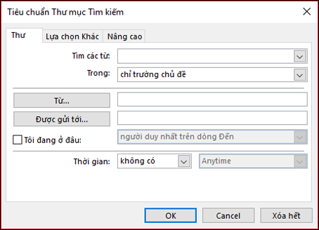Chỉ định các tiêu chí tìm kiếm của bạn