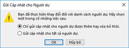 Bạn có thể chọn có gửi cập nhật cho tất cả người dự hay không.