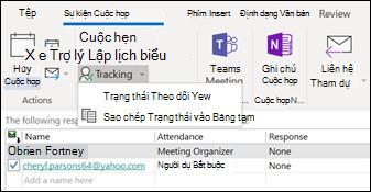 Bạn có thể in danh sách người dự cuộc họp và trạng thái phản hồi của họ.