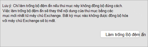 Hiển thị nút Bộ đệm ẩn Trống và cảnh báo trên tab Chung