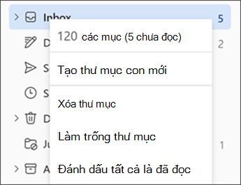 Ảnh chụp màn hình hiển thị menu khi bấm chuột phải vào một thư mục