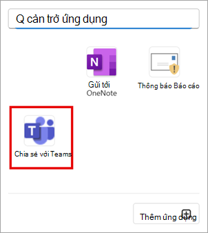 Chọn Chia sẻ với Teams để chia sẻ email trong Outlook với Teams.