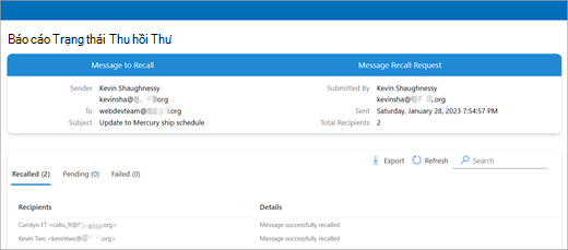 Outlook để kiểm tra thư Ảnh chụp màn hình hai