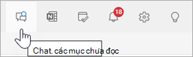 Ảnh chụp màn hình tiêu đề Outlook với trò chuyện Teams được chọn