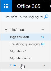 Ảnh chụp màn hình con trỏ di chuột qua nút Thêm trong ngăn dẫn hướng trong Outlook trên web.