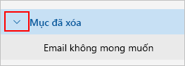 Ảnh chụp màn hình hiển thị bung rộng thư mục các mục đã xóa.