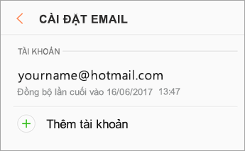 Cài đặt > Thêm tài khoản