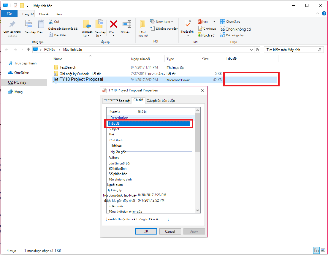 Thuộc tính Tài liệu Office trong Windows File Explorer