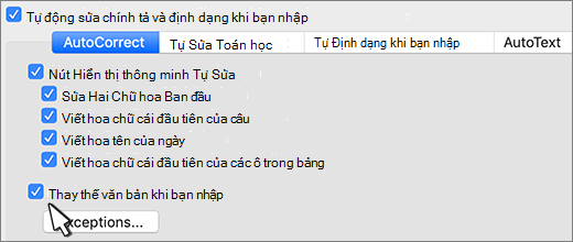 Word cho mac thay thế văn bản khi bạn nhập hộp kiểm.