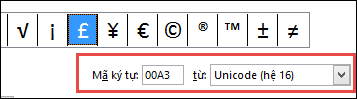 Trường từ sẽ cho bạn biết rằng đây là biểu tượng Unicode