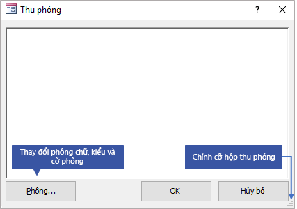 Sử dụng hộp Thu phóng