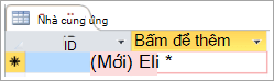 Đoạn mã màn hình của ID trong bảng Nhà cung cấp