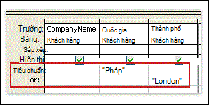 Truy vấn với tiêu chí từ các trường khác nhau, trong đó phải đáp ứng ít nhất một điều kiện