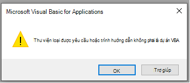 Ảnh chụp màn hình lỗi trong cửa sổ Microsoft Visual Basic for Applications microsoft