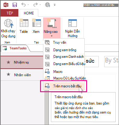 Lệnh Macro Khi Khởi động trên ruy-băng.