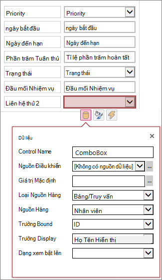 Thêm thuộc tính cho điều khiển danh sách tổ hợp