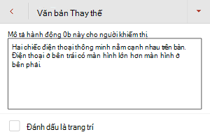 Hộp thoại Văn bản thay thế trong PowerPoint for Android.