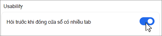 Hỏi trước khi đóng cửa sổ với ảnh chụp màn hình nhiều tab.
