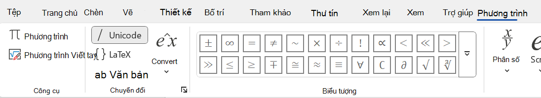 Nút tách phương trình trong tài liệu word