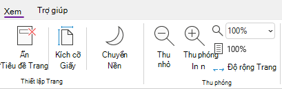 Nhóm tùy chọn Thu phóng trong OneNote for Windows.