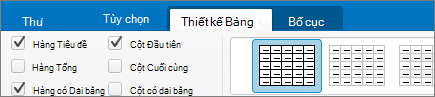 Hộp kiểm Hàng Tiêu đề trong Outlook for Mac.