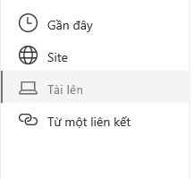 Ảnh chụp màn hình lựa chọn vị trí Tệp trong Sharepoint.