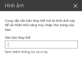 Ảnh chụp màn hình hộp thoại văn bản thay thế Hình ảnh trong SharePoint.