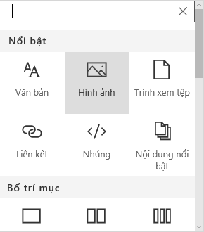 Ảnh chụp màn hình lựa chọn phần web Ảnh trong SharePoint.