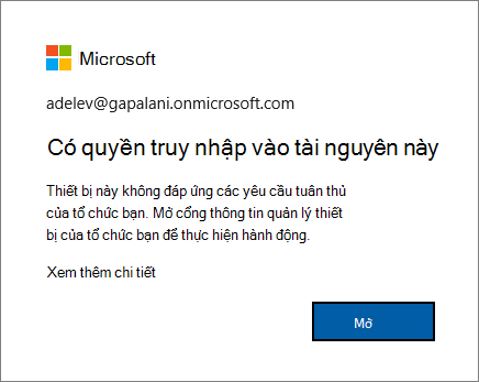 Thông báo lỗi hiển thị khi đăng nhập vào trình duyệt Edge.
