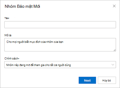 Tạo nhóm bảo mật