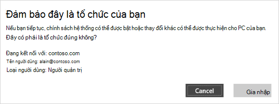Đảm bảo Đây là màn hình xác minh tổ chức của bạn