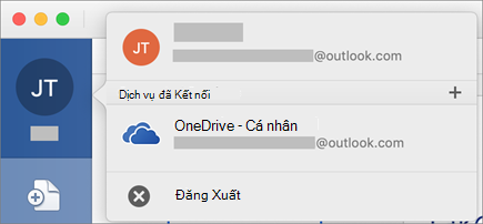 Hiển thị tùy chọn để đăng xuất khỏi dạng xem Backstage trên Office for Mac
