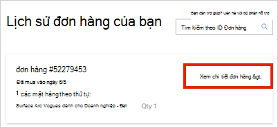 Ảnh tức thời của thông tin đơn hàng.