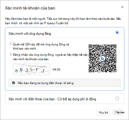 Màn hình xác minh QR trong Rewards
