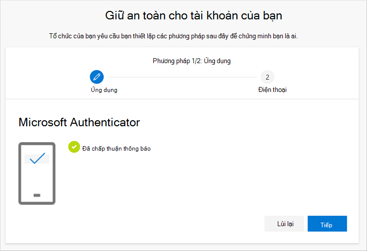 Thông báo thành công, kết nối ứng dụng và tài khoản của bạn