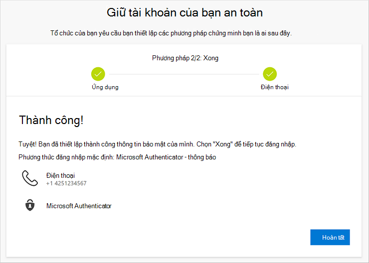 Trang đã hoàn tất thành công trình hướng dẫn