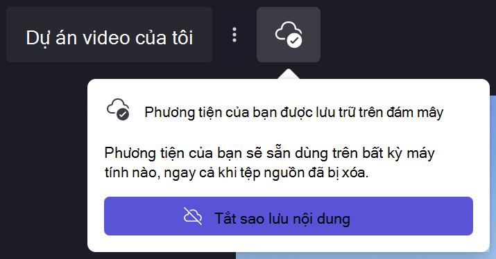 Hình ảnh hội thoại sao Clipchamp dự phòng nội dung