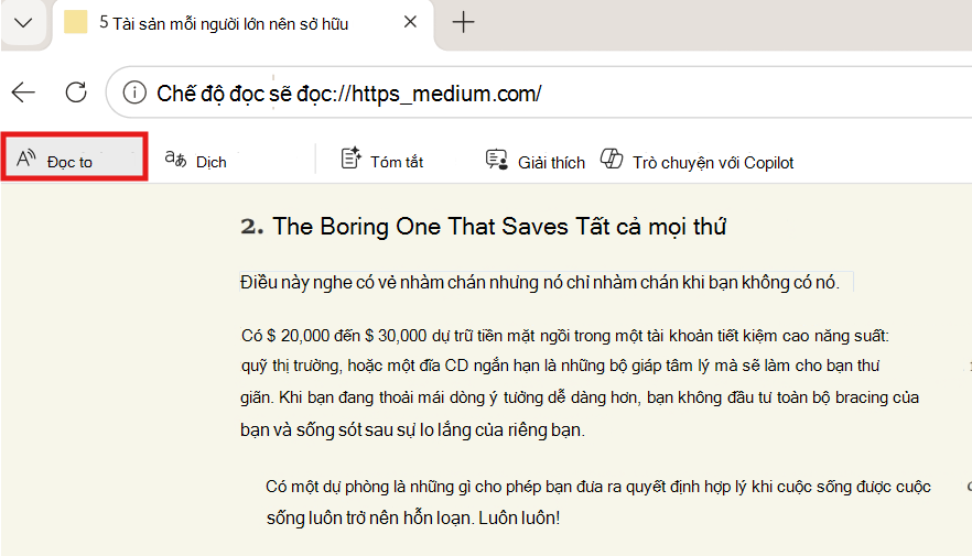 Ảnh chụp màn hình đọc to.