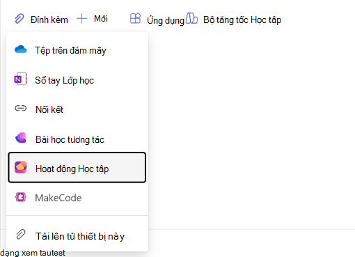 Ảnh chụp màn hình dẫn hướng hoạt động học tập.