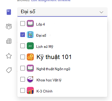 Ảnh chụp màn hình của tùy chọn gán cho.