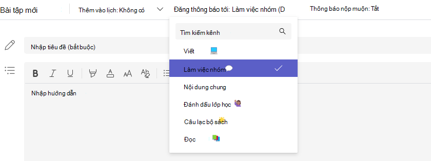 Ảnh chụp màn hình lựa chọn kênh.